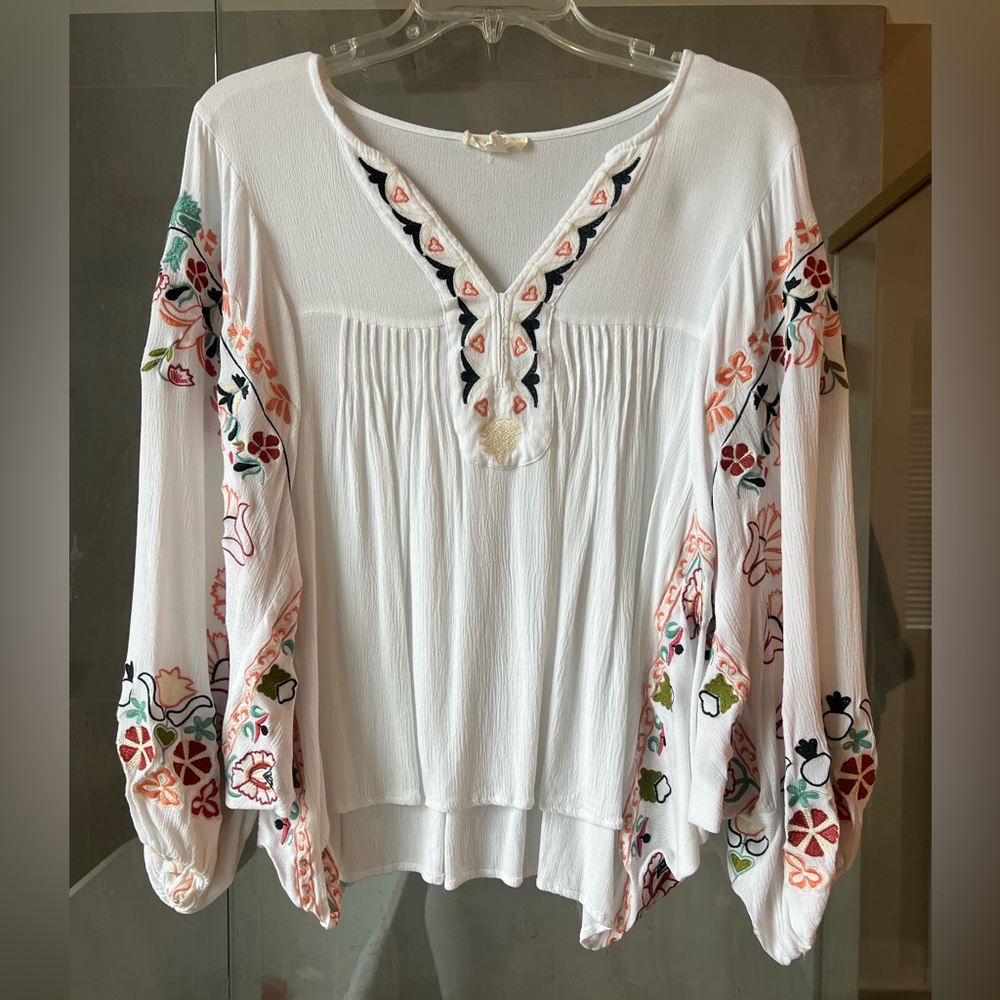 Easel Embroidered Boho Blouse